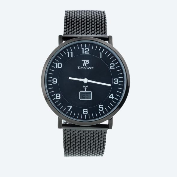 Time Piece Herren-Funkuhr, Milanaiseband, schwarz - 113151500000 - 1 - 588px