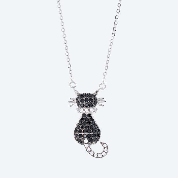Collier Katze 925 Silber rhodiniert Spinell - 113181700000 - 1 - 588px