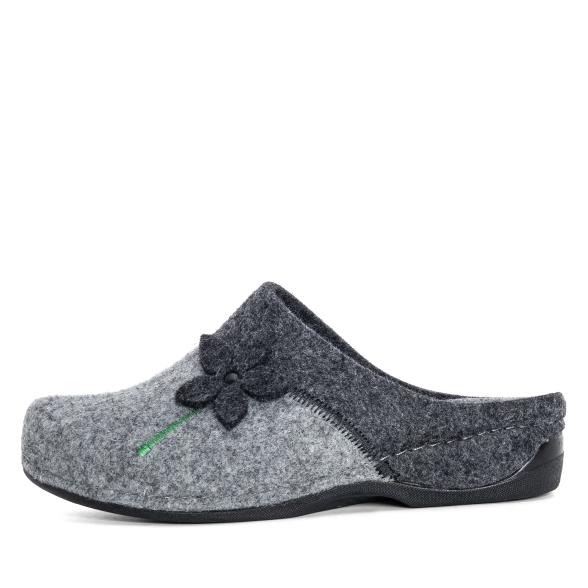 Dr. Feet Damenhausschuhe grau/schwarz mit Blume 36 - 113192500001 - 1 - 588px
