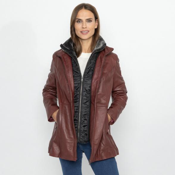 OTTO KERN Damen-Ledermantel 'Donna' bordeaux 38 - 113221100001 - 1 - 588px