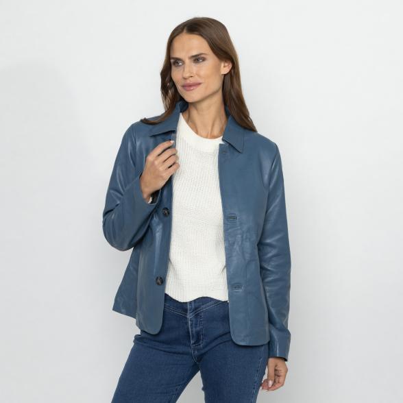 OTTO KERN Damen-Lederjacke 'Elora' blau 38 - 113221400001 - 1 - 588px