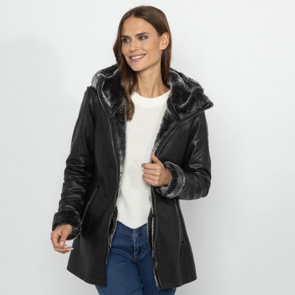 OTTO KERN Damen-Ledermantel 'Viola' schwarz 38 - 113221700001 - 1 - 588px