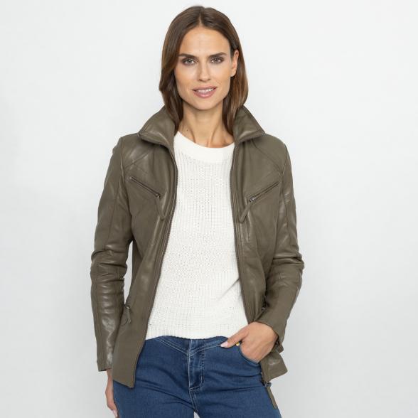 OTTO KERN Damen-Lederjacke 'Katta' khaki 38 - 113222600001 - 1 - 588px