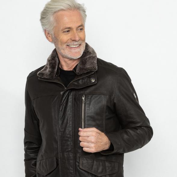 OTTO KERN Herren-Lederkurzmantel 'Brian' braun 50 - 113222700001 - 1 - 588px