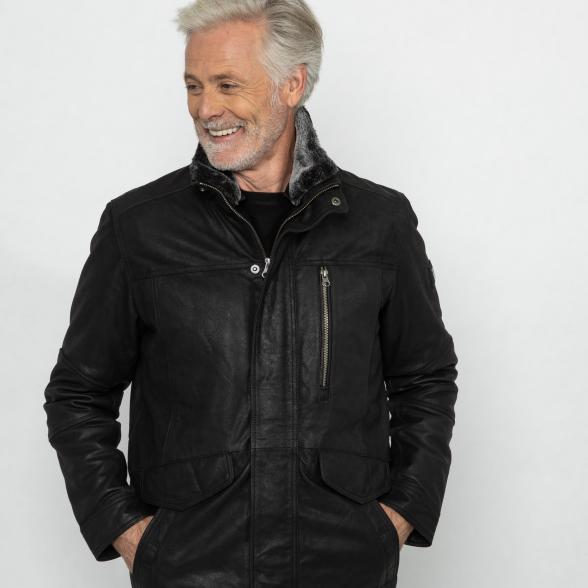 OTTO KERN Herren-Lederkurzmantel 'Brian' schwarz 50 - 113222800001 - 1 - 588px