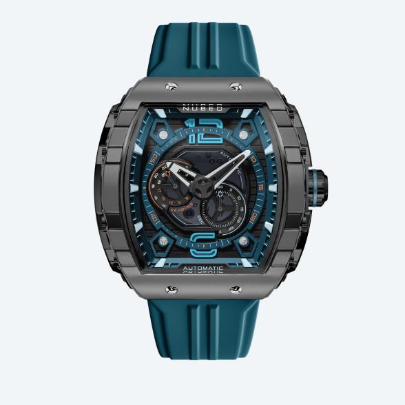 NUBEO Herrenuhr "Magellan Automatic" retro blau - 113372700000 - 1 - 588px