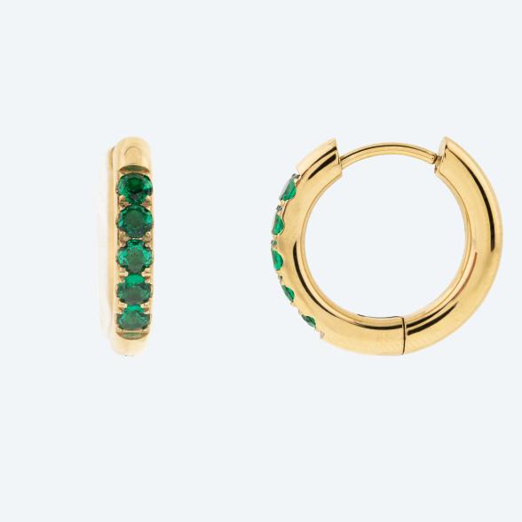 Edelstahl Creolen vergoldet Zirkonia grün - 113414900000 - 1 - 588px