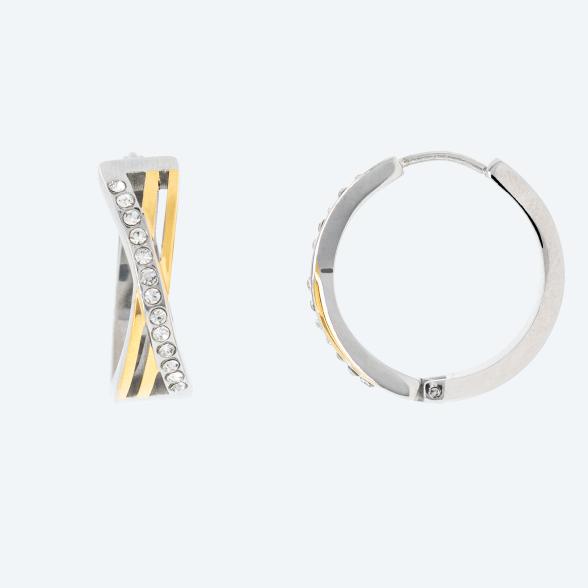 Edelstahl Creolen bicolor Zirkonia - 113419200000 - 1 - 588px