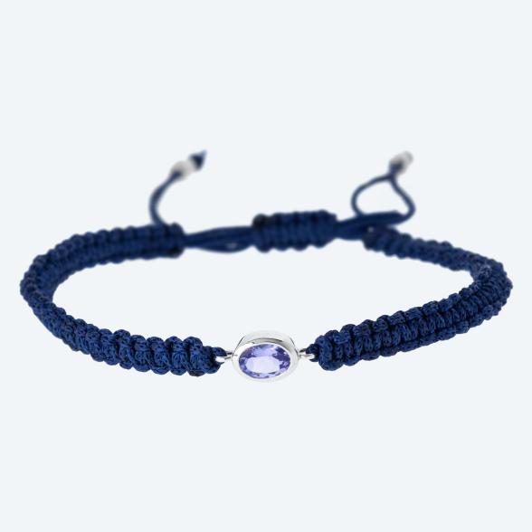 Armband 925 rhodiniert Tansanit Textilband blau - 113484600000 - 1 - 588px