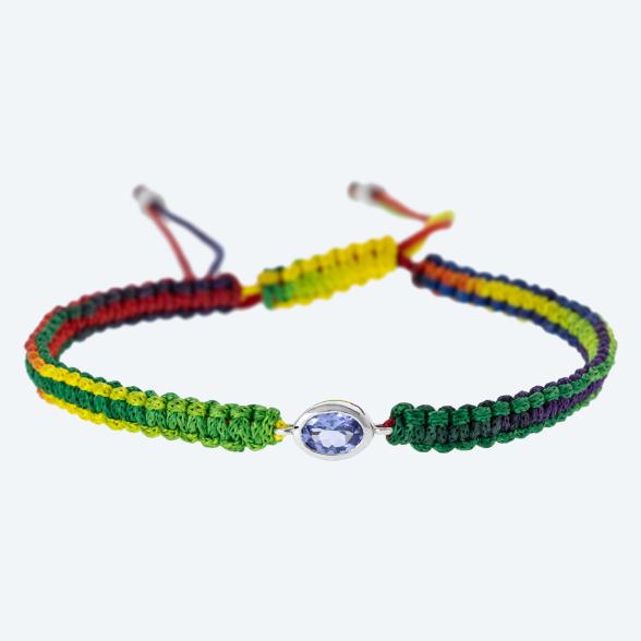 Armband 925 rhodiniert Tansanit Textilband bunt - 113484700000 - 1 - 588px