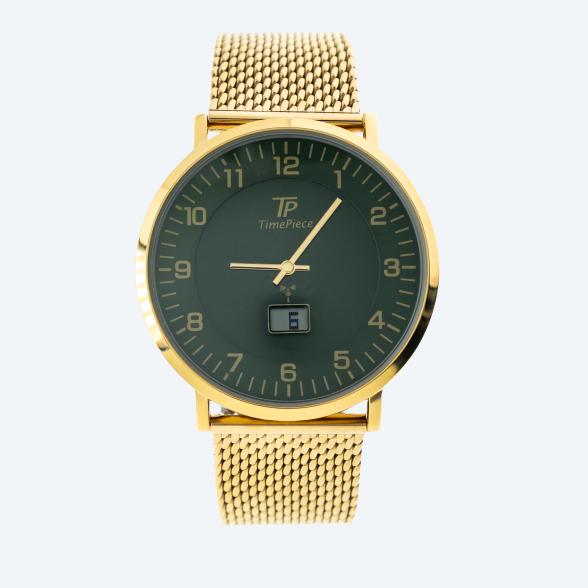 Time Piece Herren-Funkuhr "Slim Line" grün-gold - 113499500000 - 1 - 588px