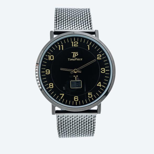 Time Piece Herren-Funkuhr "Slim Line" schwarz-gold - 113499600000 - 1 - 588px