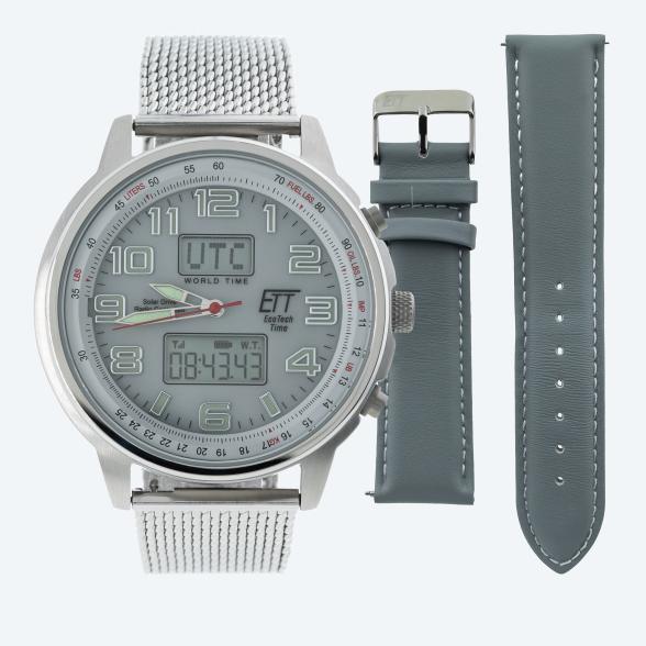 ETT Funk-Solar-Herrenuhr "Hunter" World Timer grau - 113499900000 - 1 - 588px