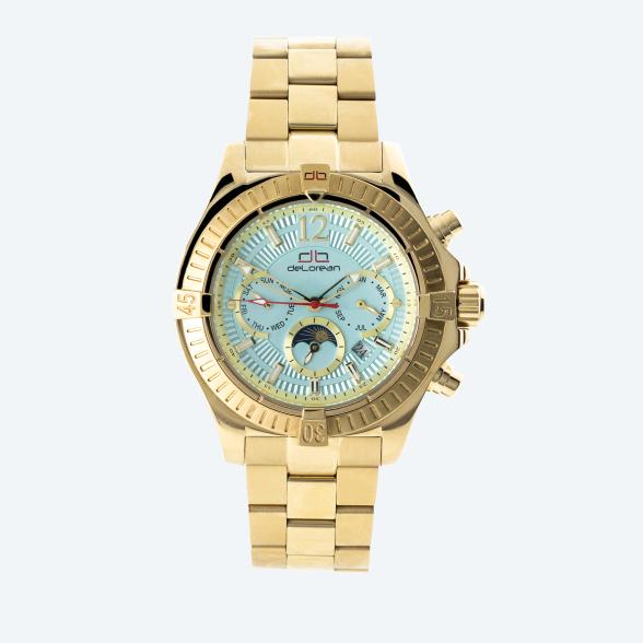 deLorean Herren-Automatikuhr "Fangio" iceblau-gold - 113503400000 - 1 - 588px