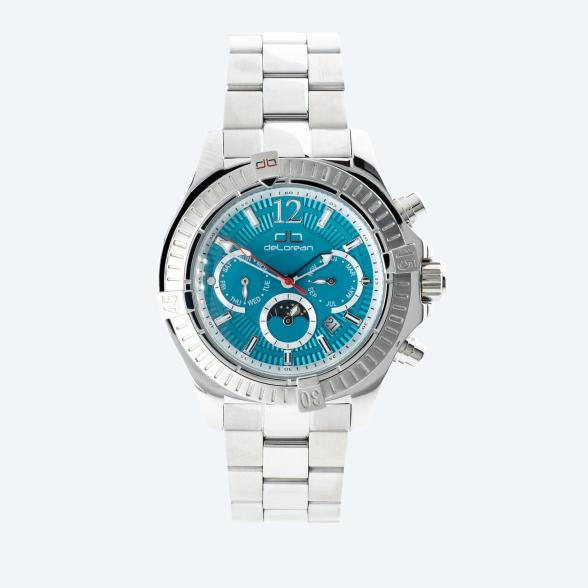 deLorean Herren-Automatikuhr Fangio, silber-petrol - 113503900000 - 1 - 588px