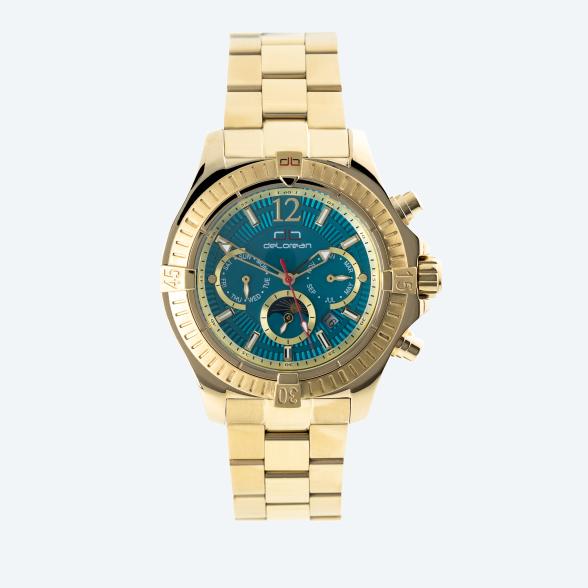 deLorean Herren-Automatikuhr Fangio, petrol-gold - 113504600000 - 1 - 588px