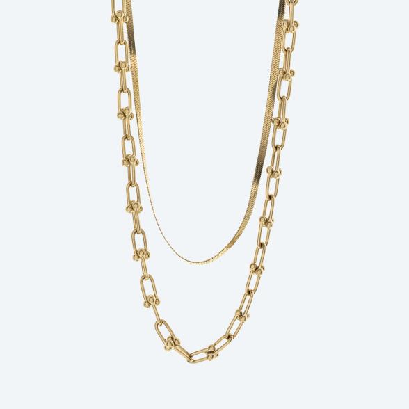 Doppel-Collier Edelstahl vergoldet - 113576300000 - 1 - 588px