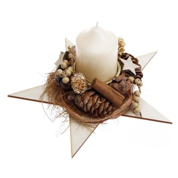 Holzstern 20cm mit Kerze creme - 113644600000 - 1 - 588px