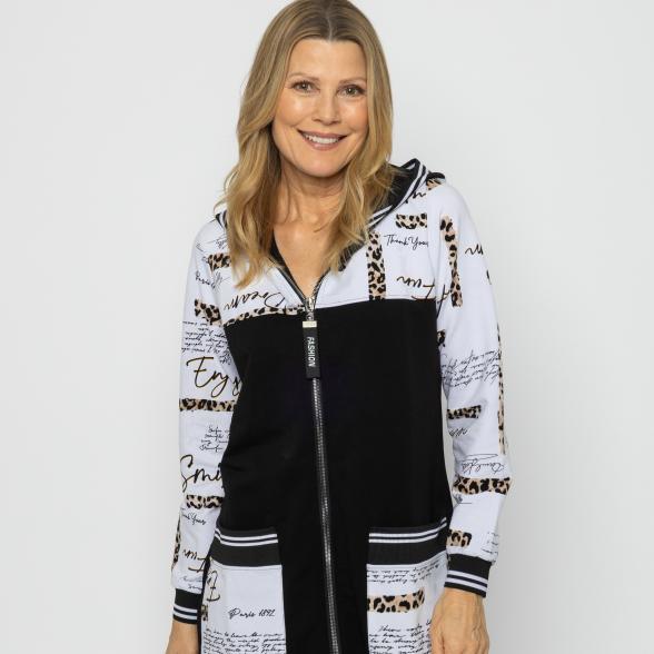 VANESSA STYLE Damen-Kapuzenjacke schwarz/weiß 48/50 (4) - 113685500004 - 1 - 588px