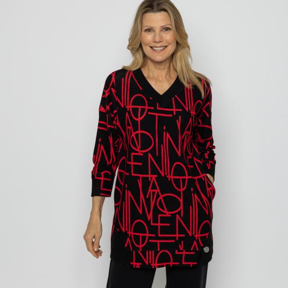 VANESSA STYLE Damen-Longshirt schwarz/rot 48/50 (4) - 113685900004 - 1 - 588px