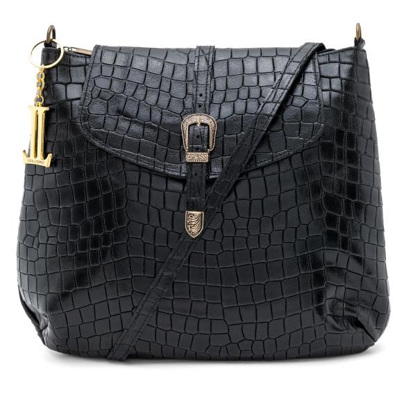 Luca Lorenzo Umhängetasche schwarz Kroko - 113690200000 - 1 - 588px