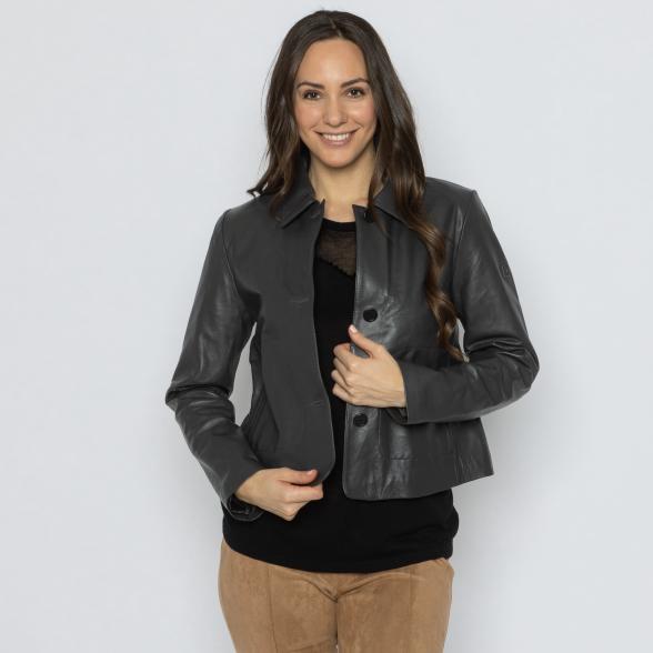 OTTO KERN Damen-Lederjacke anthrazit 44 - 113706800004 - 1 - 588px