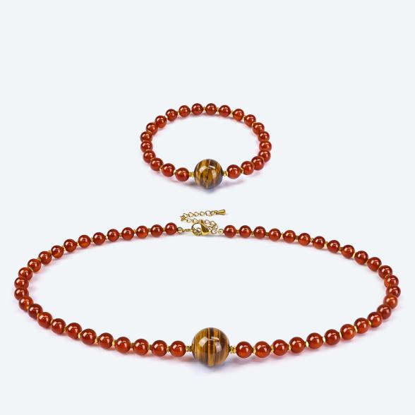 SET: Collier und Armband Achat, Tigerauge - 113745800000 - 1 - 588px