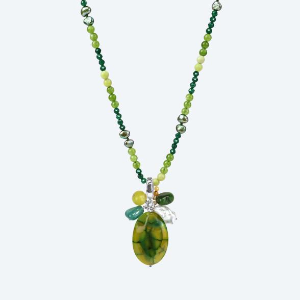 Collier mit Anhänger Feuerachat, Apatit, Jade - 113746400000 - 1 - 588px