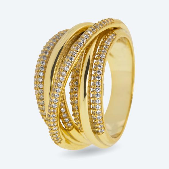 Ring 925 Sterling Silber vergoldet Zirkonia 20 - 113874000003 - 1 - 588px