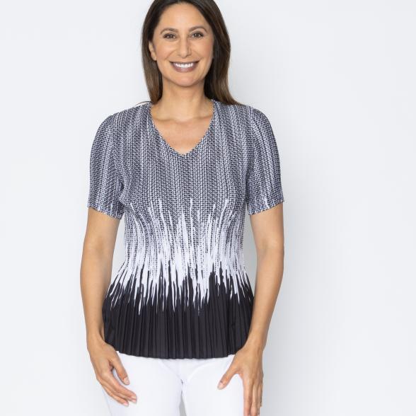 Jeannie Damen-Plissee-Shirt schwarz/weiß - 113966800000 - 1 - 588px