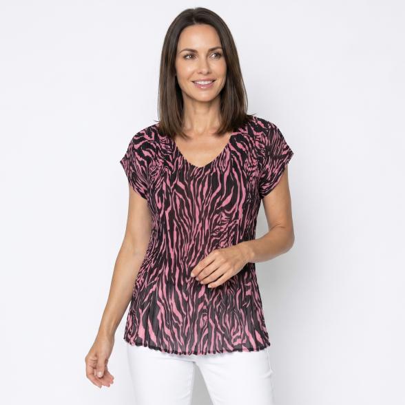 Jeannie Damen-Plissee-Shirt Flügelarm Zebra - 113968400000 - 1 - 588px