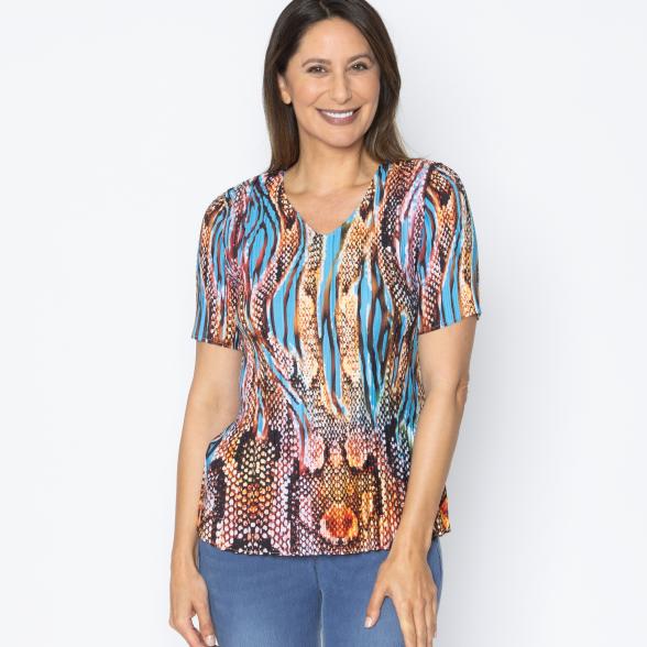 Jeannie Damen-Plissee Shirt Snake Bunt - 113968700000 - 1 - 588px