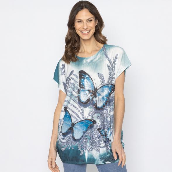 FASHION NEWS Damen-Shirt Butterfly petrol M/L - 38-42 - 113978800001 - 1 - 588px