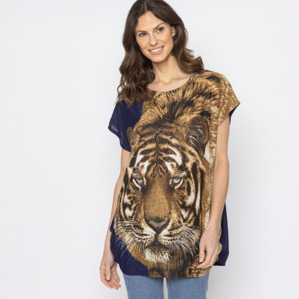 FASHION NEWS Damen-Shirt Tigerkopf navy M/L - 38-42 - 113979200001 - 1 - 588px