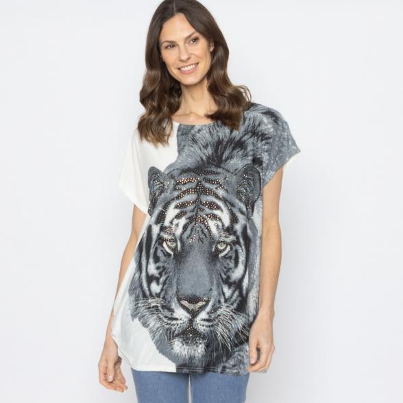 FASHION NEWS Damen-Shirt Tigerkopf weiß M/L - 38-42 - 113979300001 - 1 - 588px
