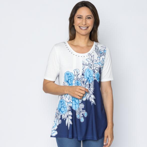 BRILLIANTSHIRTS Damen-Longshirt assym. Blum 36/38 - 113984000001 - 1 - 588px