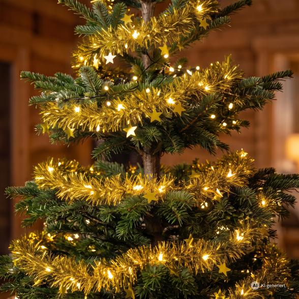 LED-Lamettagirlande mit Sterne gold - 114037900000 - 1 - 588px