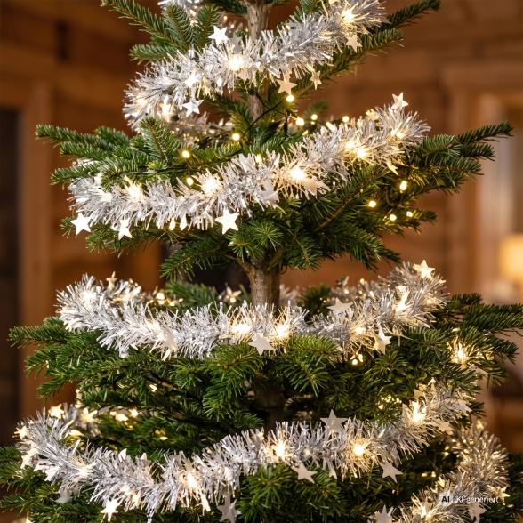 LED-Lamettagirlande mit Sterne silber - 114038100000 - 1 - 588px