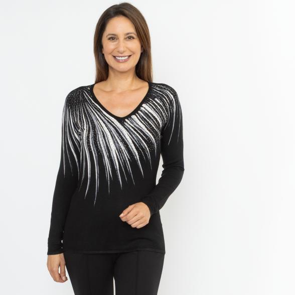 MILANO Design Damen-Pullover schwarz/offwhite 36/38 - 114096200001 - 1 - 588px