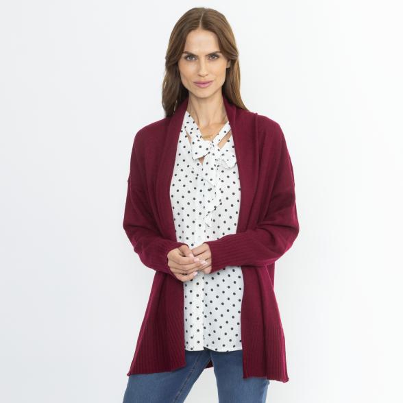 100% KASCHMIR Jacke Schalkragen bordeaux 34/36 - 114107100001 - 1 - 588px