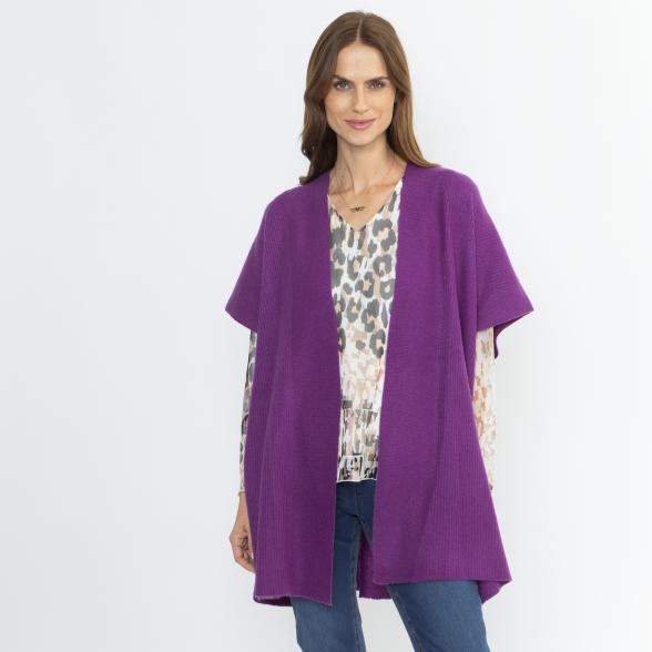 100% KASCHMIR Jacke Poncho-Style violett 50/52 - 114107600005 - 1 - 588px