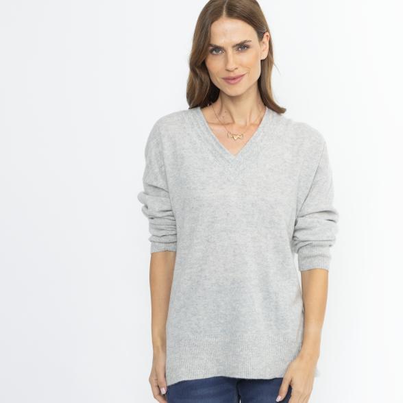 100% KASCHMIR Pullover hellgrau melange 50/52 - 114109900005 - 1 - 588px
