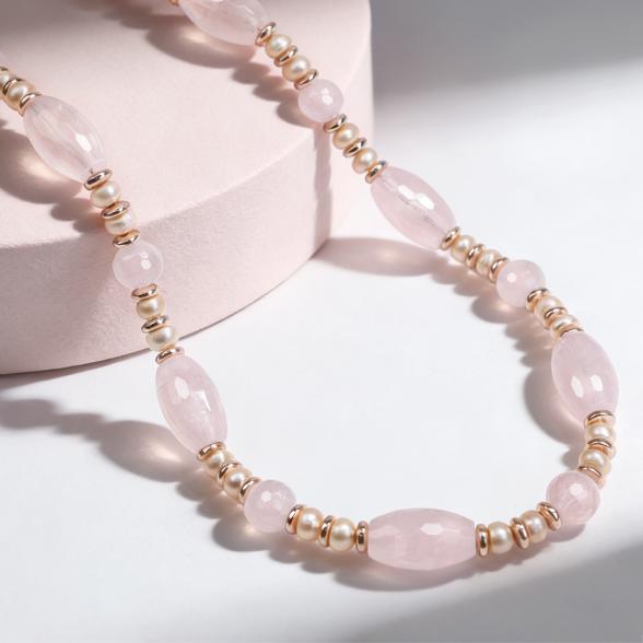 Collier Rosenquarz, Süßwasserzuchtperlen - 114128100000 - 1 - 588px