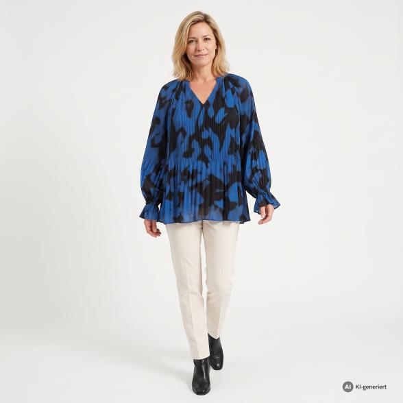 TRENDS by J. Leibfried Plisseebluse blau/schwarz 36/38 - 114250400001 - 1 - 588px