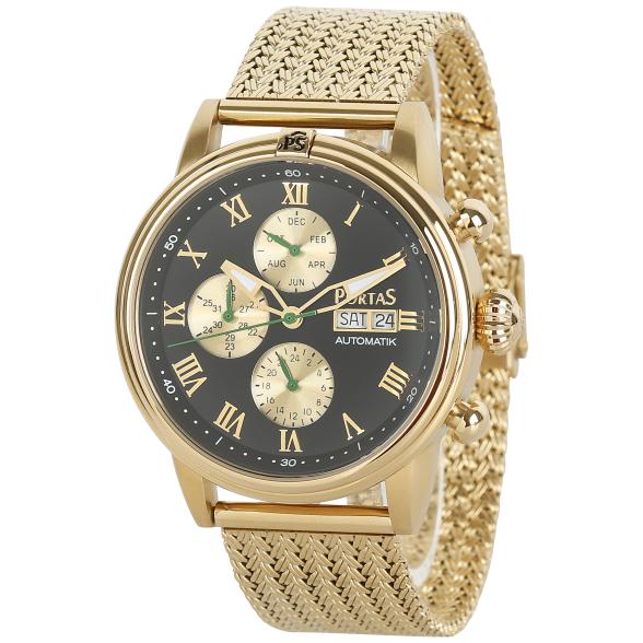 PortaS Herren-Automatikuhr "Leibnitz" schwarz-gold - 114276700000 - 1 - 588px