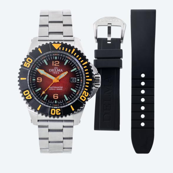 DELMA Herren-Automatikuhr "Blue Shark IV" rot - 114399600000 - 1 - 588px