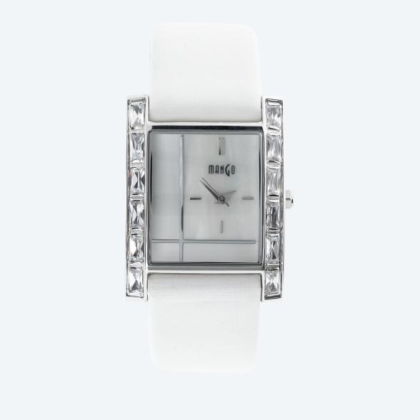 MANGO Damenuhr, Quarz, Lederarmband, silber-weiß - 114451700000 - 1 - 588px