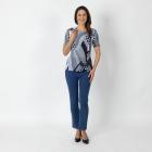 Jeannie Damen-Plissee-Shirt schwarz/weiß/grau - 112344500000 - 1 - 140px