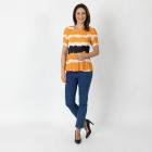 Jeannie Damen-Plissee-Shirt orange/schwarz/weiß - 112345100000 - 1 - 140px