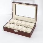 Uhrenbox für 12 Uhren, dunkelbraun/beige - 113015300000 - 1 - 140px